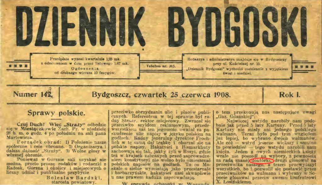 Dziennik Bydgoski z 1908 r.