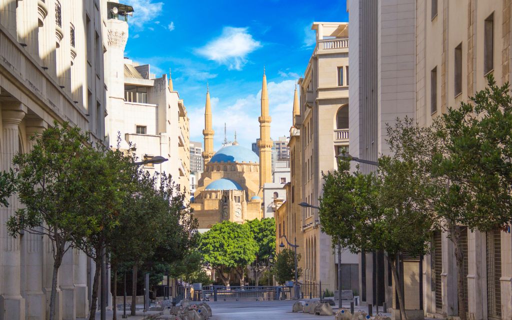 Beirut Liban pszczelarstwo niebieski meczet