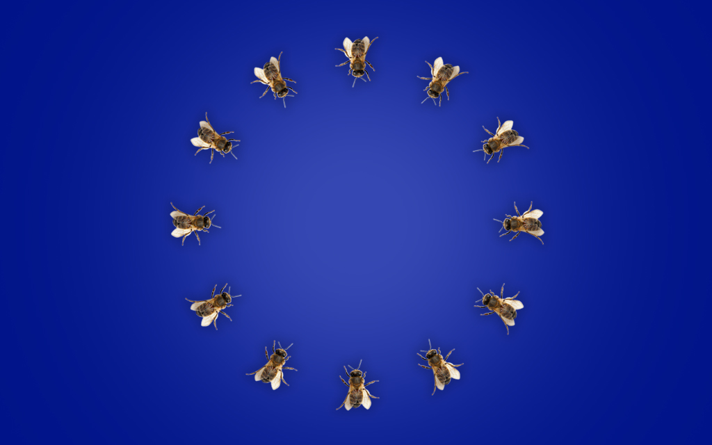 Flaga Unii złożóna z pszczół