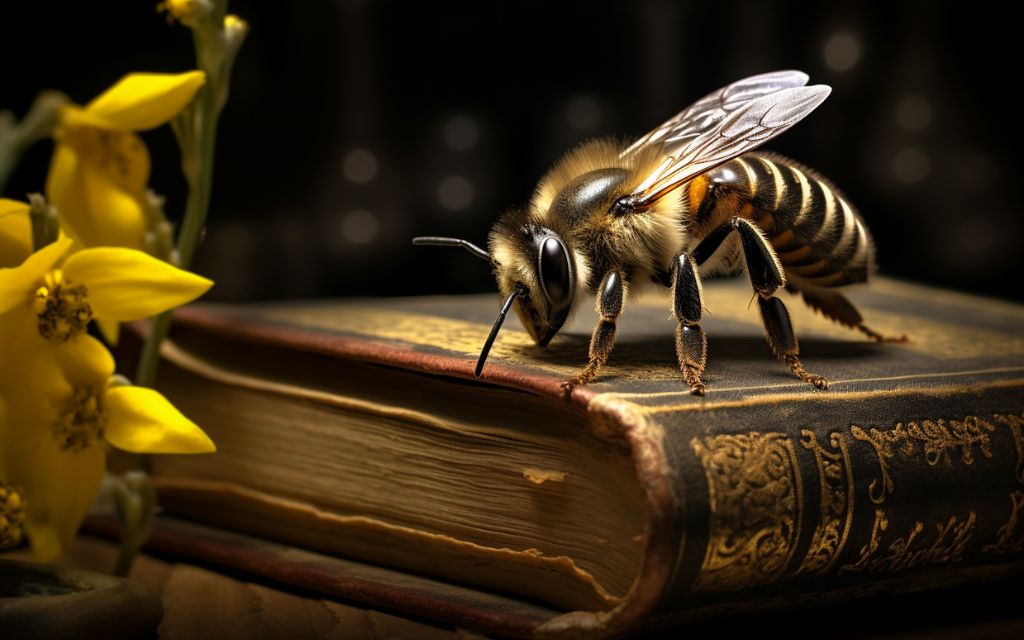 Pszczoła na książce