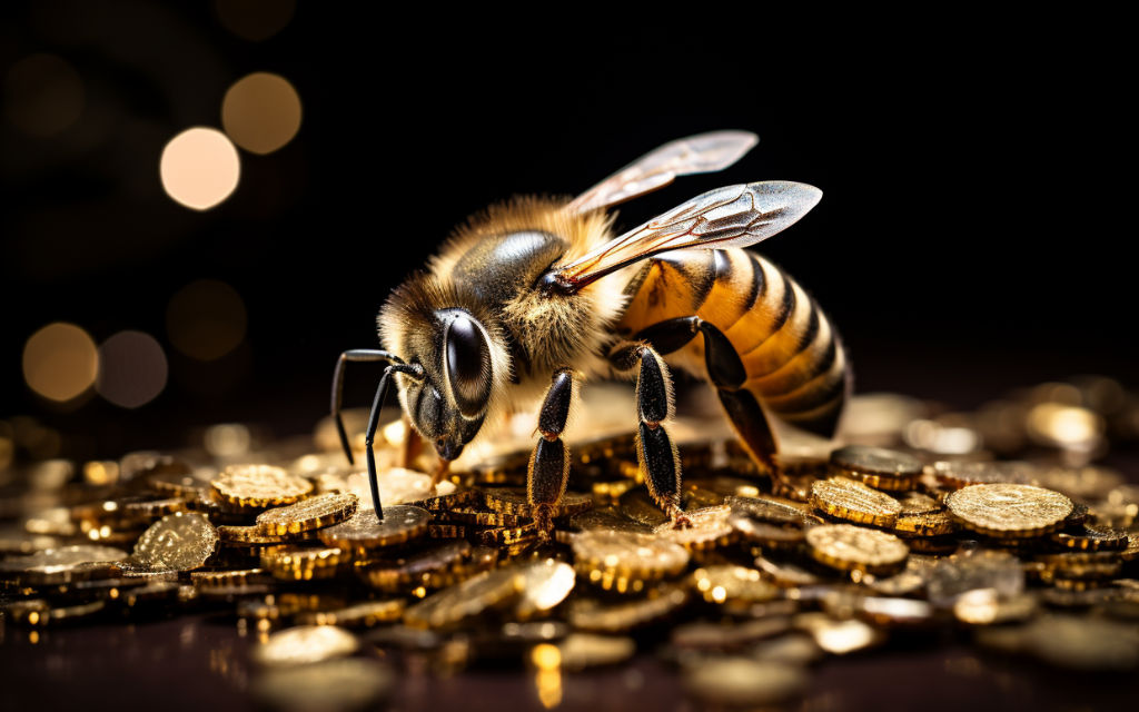 pszczoła na złocie