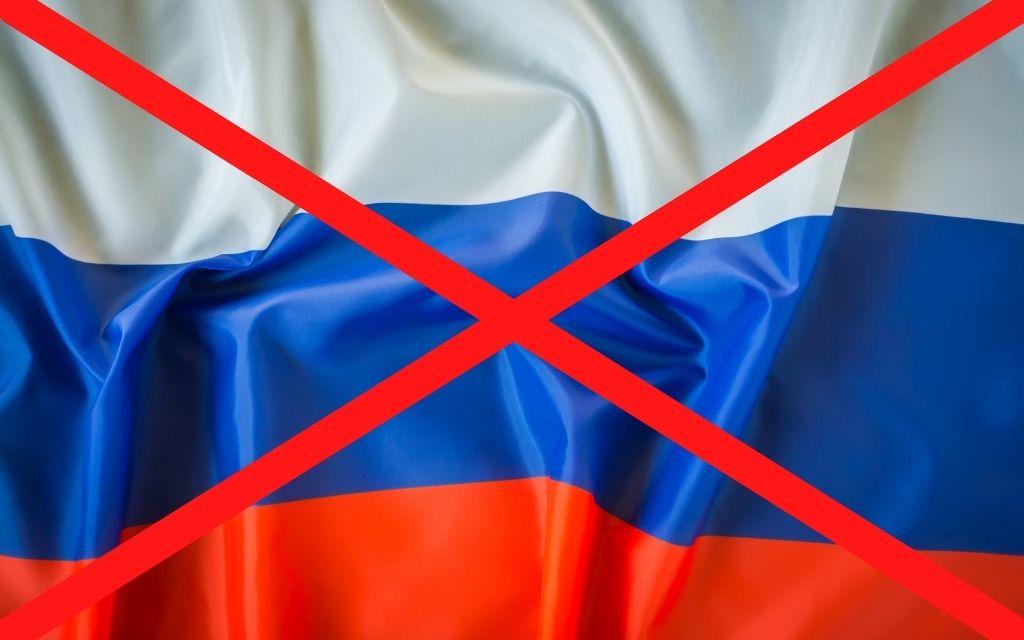 przekreślona flaga Rosji