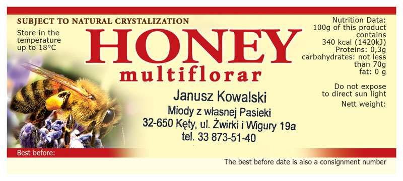 Label Honey multifloral